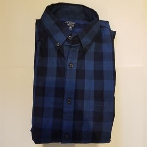 J. Crew slim indigo cotton shirt gingham size medium NWOT